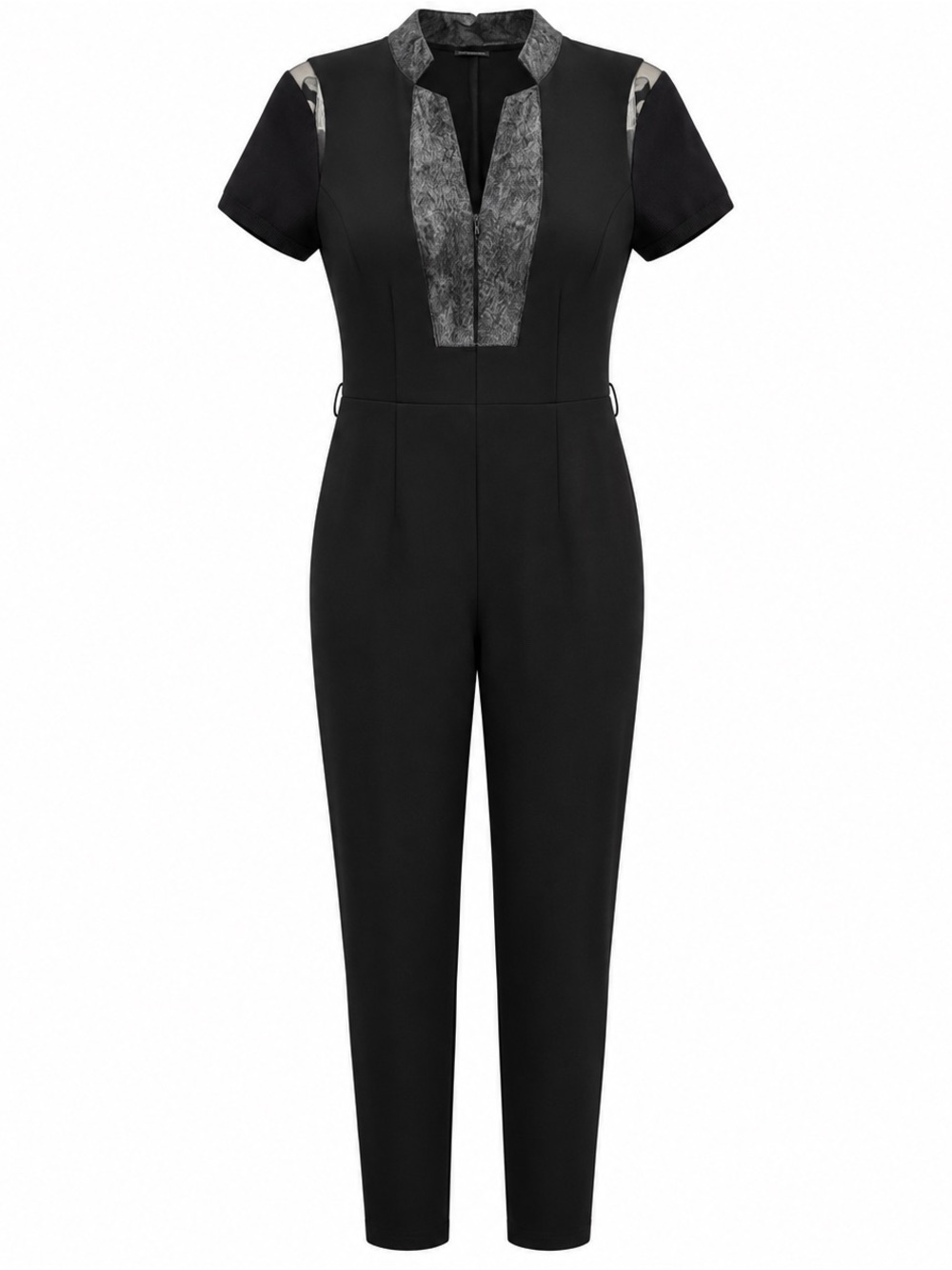 Elie Tahari black calf-hair and leather-trim jumpsuit 🖤